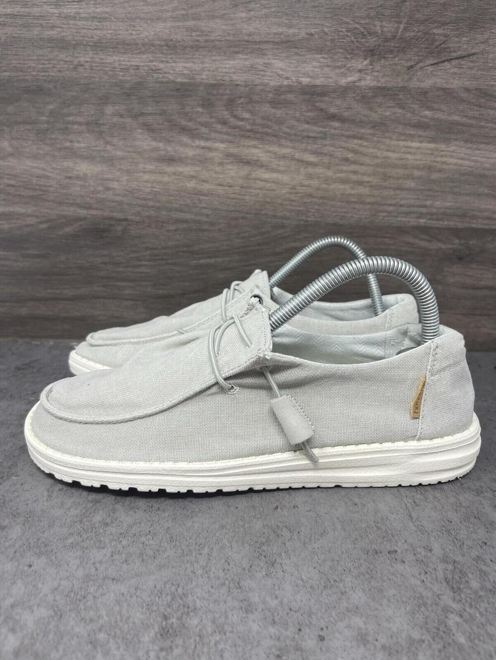 Hey Dude Wendy Shoes Womens Size 8 Grey White Slip On Lightweight
